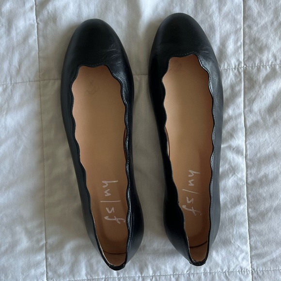 FS/NY French Sole Jigsaw Flats in black leather - Picture 1 of 5